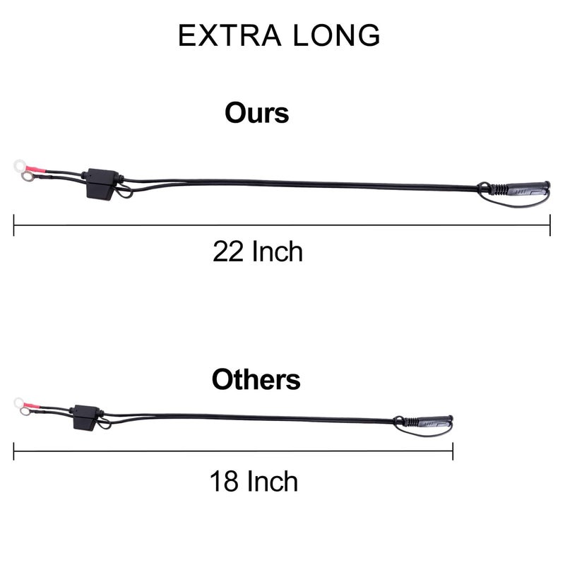 TOPDC 22" 10A Fused Ring Terminal 6 PCS Harness Quick Connect Extention Cord for Battery Charger/Maintainer - Image 2